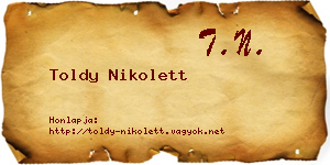 Toldy Nikolett névjegykártya